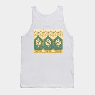 FISHES UNDERWATER WITH SEA PLANTS Yellow Green Art Nouveau Nautical Decor Tank Top